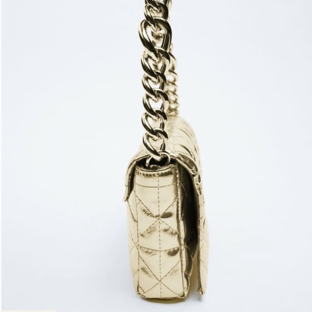ZARA NWT CHAIN SHOULDER BAG CHAMPAGNE GOLD - Picture 2 of 4